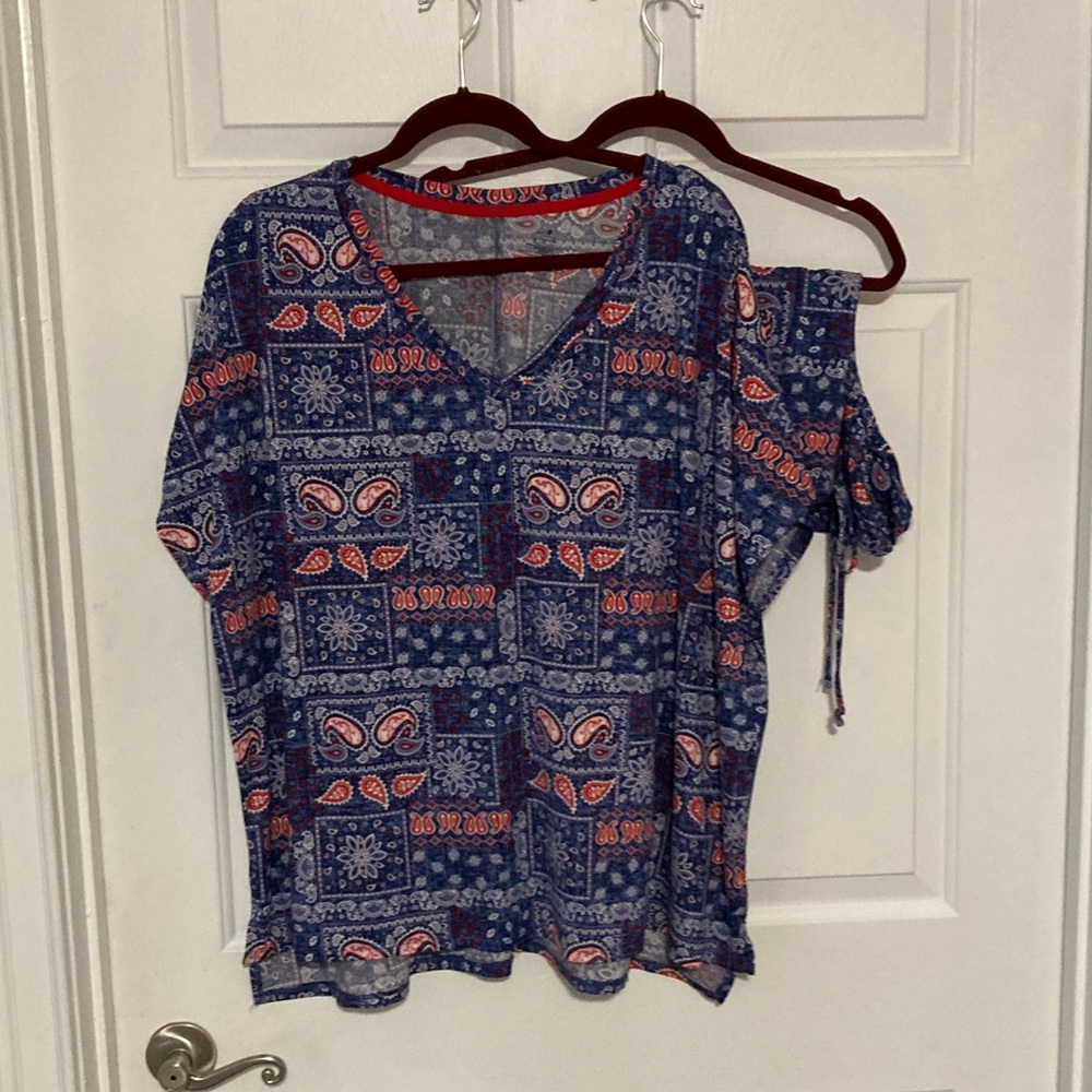 Blue and Red Paisley Bandana print 2 piece pajama sets